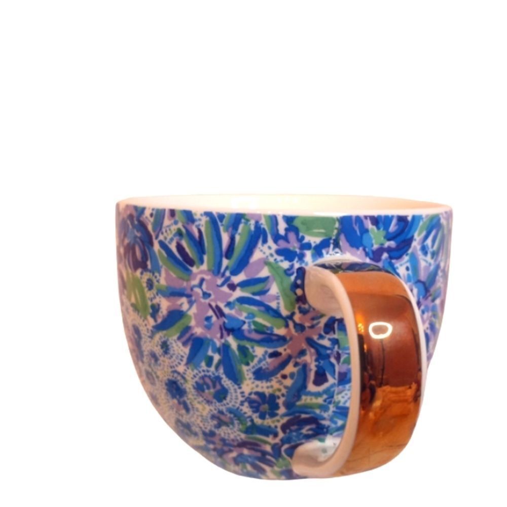 Lilly Pulitzer Ceramic Mug Cup Gold Tone Handle Large 14 Oz Spring Gift